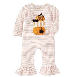 Mud Pie Halloween sequin glitter pumpkin romper